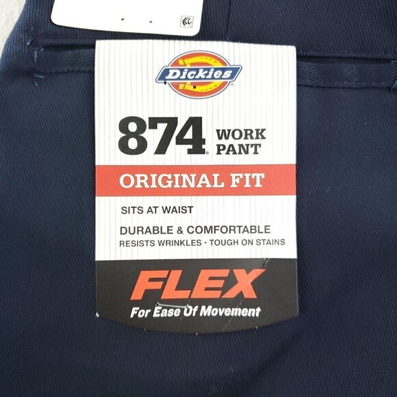 Dickies 874 Work Pants Flex Original Fit Navy Blue Men's 46x32 NWT - Picture 9 of 11